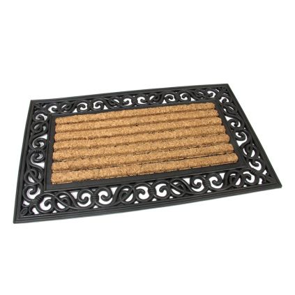Kokosová čisticí rohož Stripes Deco 45 x 75 x 2,1 cm, hnědá
