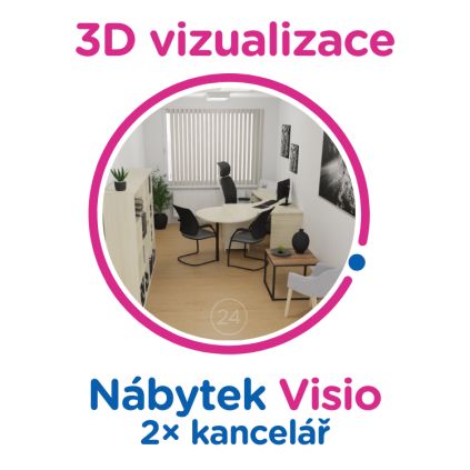 3D vizualizace Visio: 2× kancelář, max. 12 pracovních míst