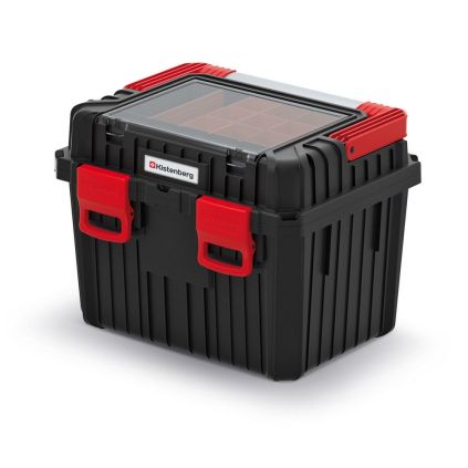 Kufr na nářadí s kovovým držadlem 44,5 × 36 × 33,7 cm, s organizérem, černá