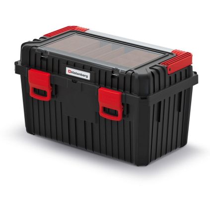 Kufr na nářadí s kovovým držadlem 58,5 × 36 × 33,7 cm, s organizérem, černá