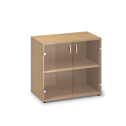 Nízká skleněná skříň ProOffice 80 x 45,8 x 74,2 cm, buk