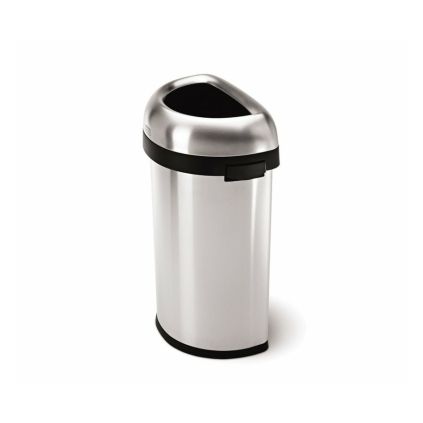 Otevřený půlkulatý koš 60 l, matná ocel, nerez
