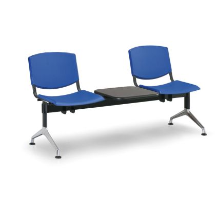 Plastová lavice Design, 2-sedák + stolek, modrá
