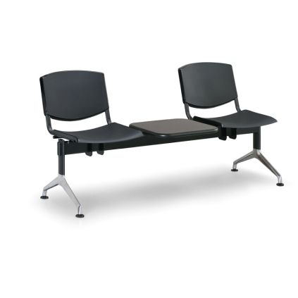Plastová lavice Design, 2-sedák + stolek, černá