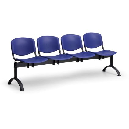 Plastová lavice ISO II, 4-sedák - černé nohy, černá