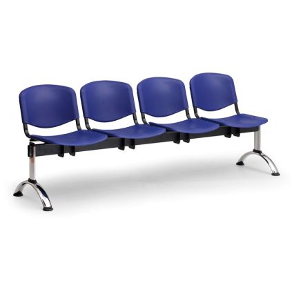 Plastová lavice ISO II, 4-sedák - chromované nohy, zelená
