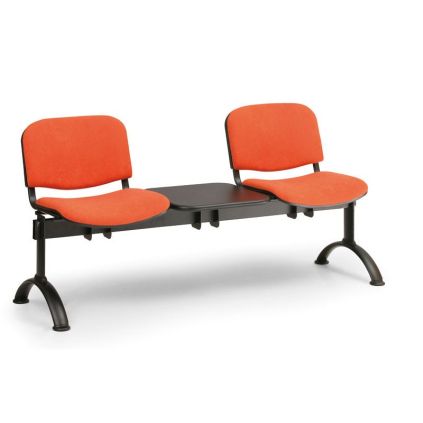 Čalouněná lavice VIVA, 2-sedák + stolek - černé nohy, oranžová