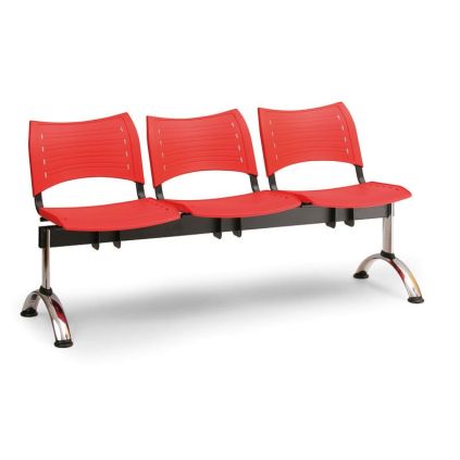 Plastová lavice VISIO, 3-sedák - chromované nohy, černá