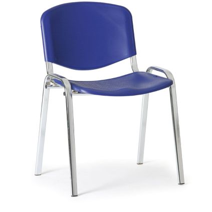 Plastová židle ISO - chromované nohy, modrá