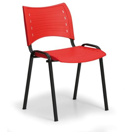 Plastová židle SMART - černé nohy, červená