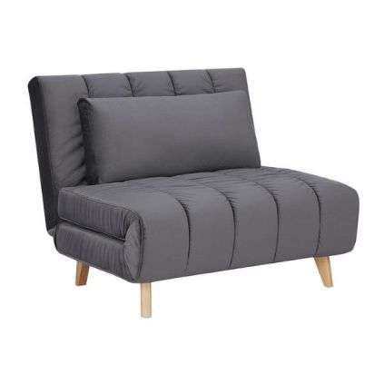 Polohovací křeslo Billy Velvet, šedá / přírodní dřevo