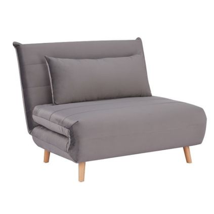 Polohovací křeslo Spike Velvet, šedá / přírodní dřevo