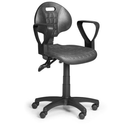 Pracovní židle PUR - asynchronní mechanika, univerzální kolečka, černá
