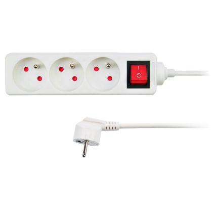 Prodlužovací kabel 3Z - 3m, vypínač, bílá