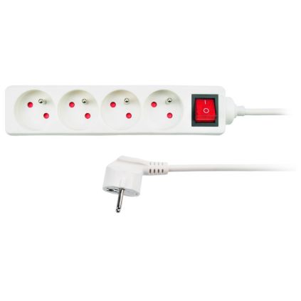 Prodlužovací kabel 4Z - 7m, vypínač, bílá