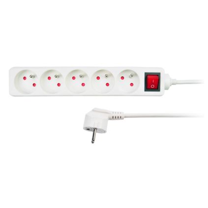 Prodlužovací kabel 5Z - 5m, vypínač, bílá