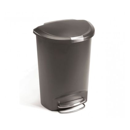 Půlkulatý pedálový koš 50 l, šedý plast, šedá