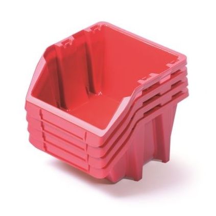 Sada 4 úložných boxů po 27,2 × 23,8 × 16 cm, červená