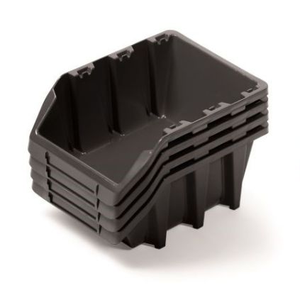 Sada 4 úložných boxů po 29,5 × 19,8 × 13,3 cm, černá