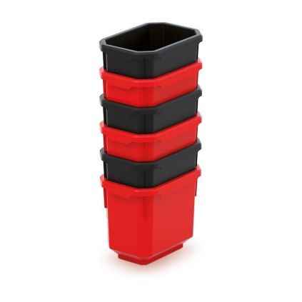 Sada 6 úložných boxů (krabiček), černá / červená