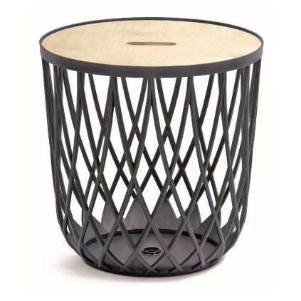 Univerzální koš s dřevěným víkem, 20 l, přírodní dřevo / antracit
