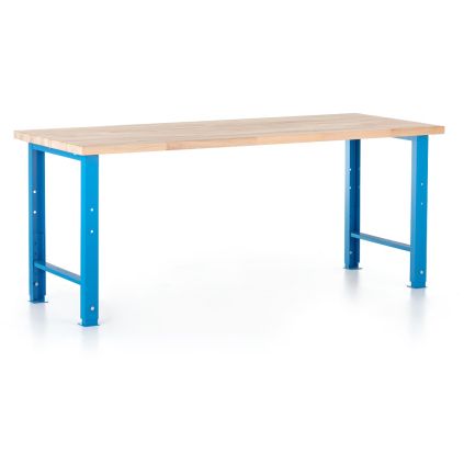 Výškově nastavitelný dílenský stůl Basic, 200 x 80 cm, modrá - ral 5012