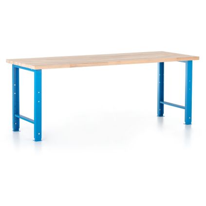 Výškově nastavitelný dílenský stůl Basic, 220 x 80 cm, modrá - ral 5012