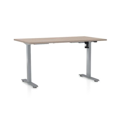Výškově nastavitelný stůl OfficeTech A, 120 x 80 cm, šedá podnož, dub