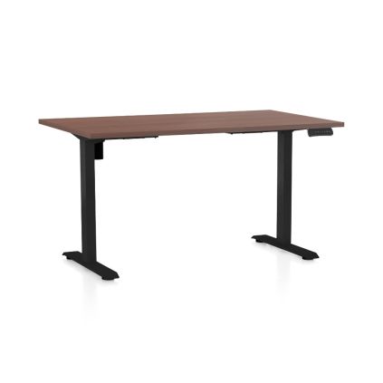 Výškově nastavitelný stůl OfficeTech B, 120 x 80 cm, černá podnož, ořech
