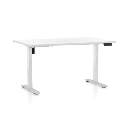 Výškově nastavitelný stůl OfficeTech B, 140 x 80 cm, bílá podnož, bílá