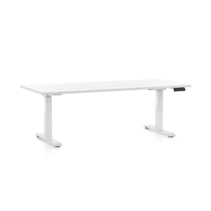 Výškově nastavitelný stůl OfficeTech C, 180 x 80 cm, bílá podnož, bílá