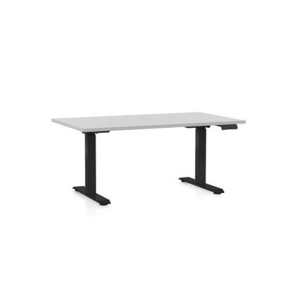 Výškově nastavitelný stůl OfficeTech D, 120 x 80 cm, černá podnož, světle šedá