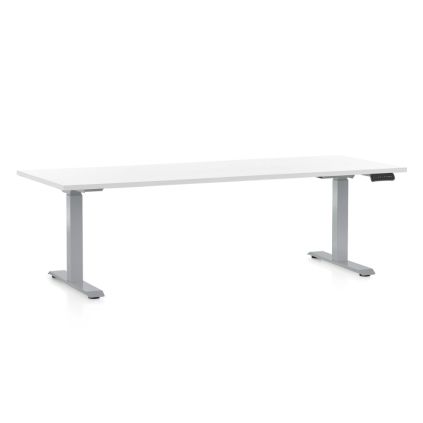 Výškově nastavitelný stůl OfficeTech D, 200 x 80 cm, šedá podnož, bílá