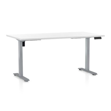Výškově nastavitelný stůl OfficeTech B, 160 x 80 cm, šedá podnož, bílá