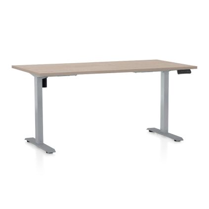Výškově nastavitelný stůl OfficeTech B, 160 x 80 cm, šedá podnož, dub