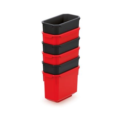 Sada 6 úložných boxů (krabiček) II, černá / červená