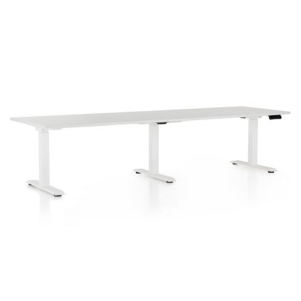 Výškově nastavitelný stůl OfficeTech Long, 260 x 80 cm, bílá podnož, bílá
