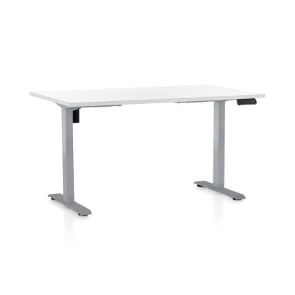 Výškově nastavitelný stůl OfficeTech B, 120 x 80 cm, šedá podnož, bílá