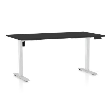 Výškově nastavitelný stůl OfficeTech B, 160 x 80 cm, bílá podnož, černá