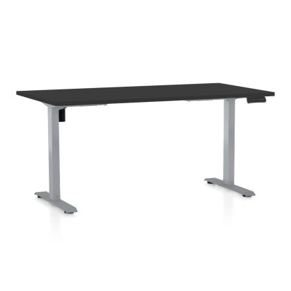 Výškově nastavitelný stůl OfficeTech B, 160 x 80 cm, šedá podnož, černá