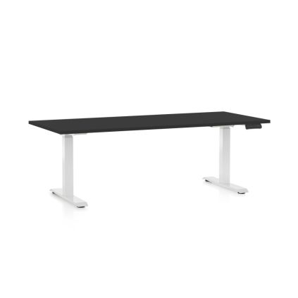 Výškově nastavitelný stůl OfficeTech D, 180 x 80 cm, bílá podnož, černá