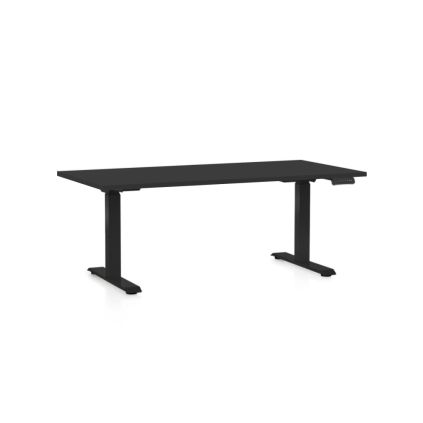 Výškově nastavitelný stůl OfficeTech D, 160 x 80 cm, černá podnož, černá