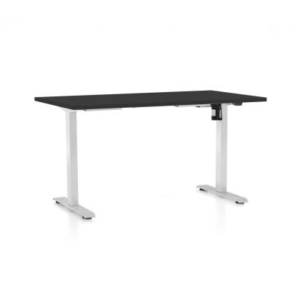 Výškově nastavitelný stůl OfficeTech A, 120 x 80 cm, bílá podnož, černá