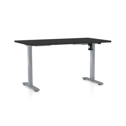 Výškově nastavitelný stůl OfficeTech A, 120 x 80 cm, šedá podnož, černá