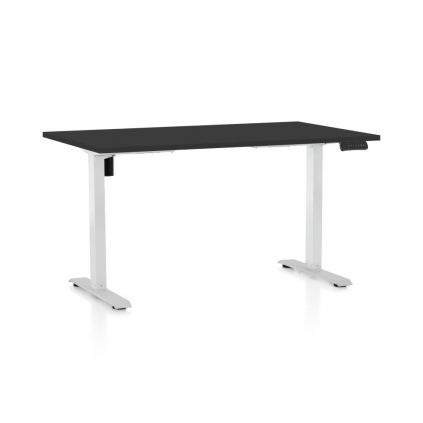 Výškově nastavitelný stůl OfficeTech B, 120 x 80 cm, bílá podnož, černá
