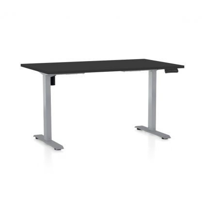 Výškově nastavitelný stůl OfficeTech B, 120 x 80 cm, šedá podnož, černá