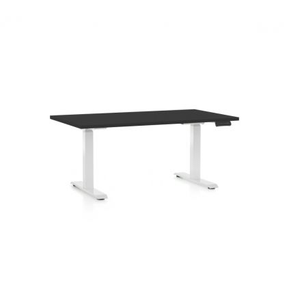 Výškově nastavitelný stůl OfficeTech D, 120 x 80 cm, bílá podnož, černá
