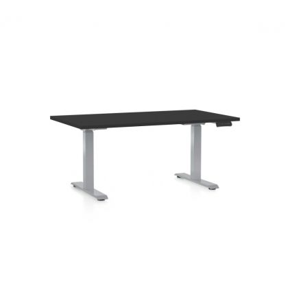 Výškově nastavitelný stůl OfficeTech D, 120 x 80 cm, šedá podnož, černá