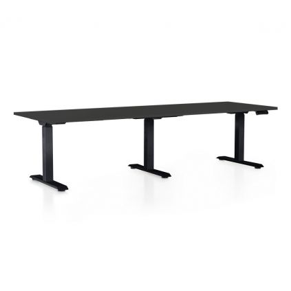 Výškově nastavitelný stůl OfficeTech Long, 240 x 80 cm, černá podnož, černá