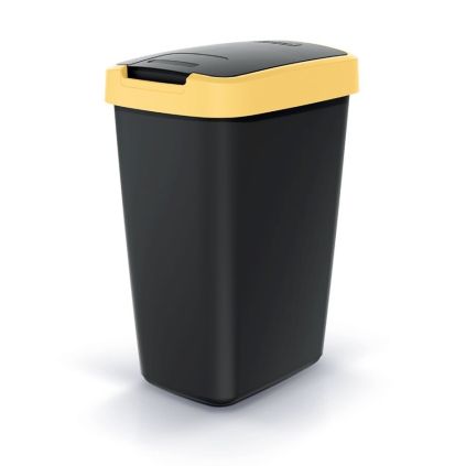 Odpadkový koš s barevným víkem, 12 l, žlutá / černá